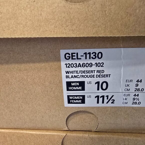 ASICS Gel-1130 White - Desert Red 1203A609-102 Mens Size 10 NEW SNEAKER SHOES - Picture 9 of 9